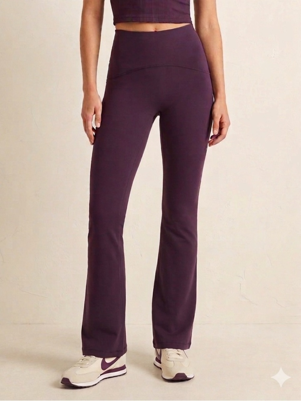 SPANX Plum High-Rise Wide-Leg Active Pants Back Hidden Pocket Like New Sz S